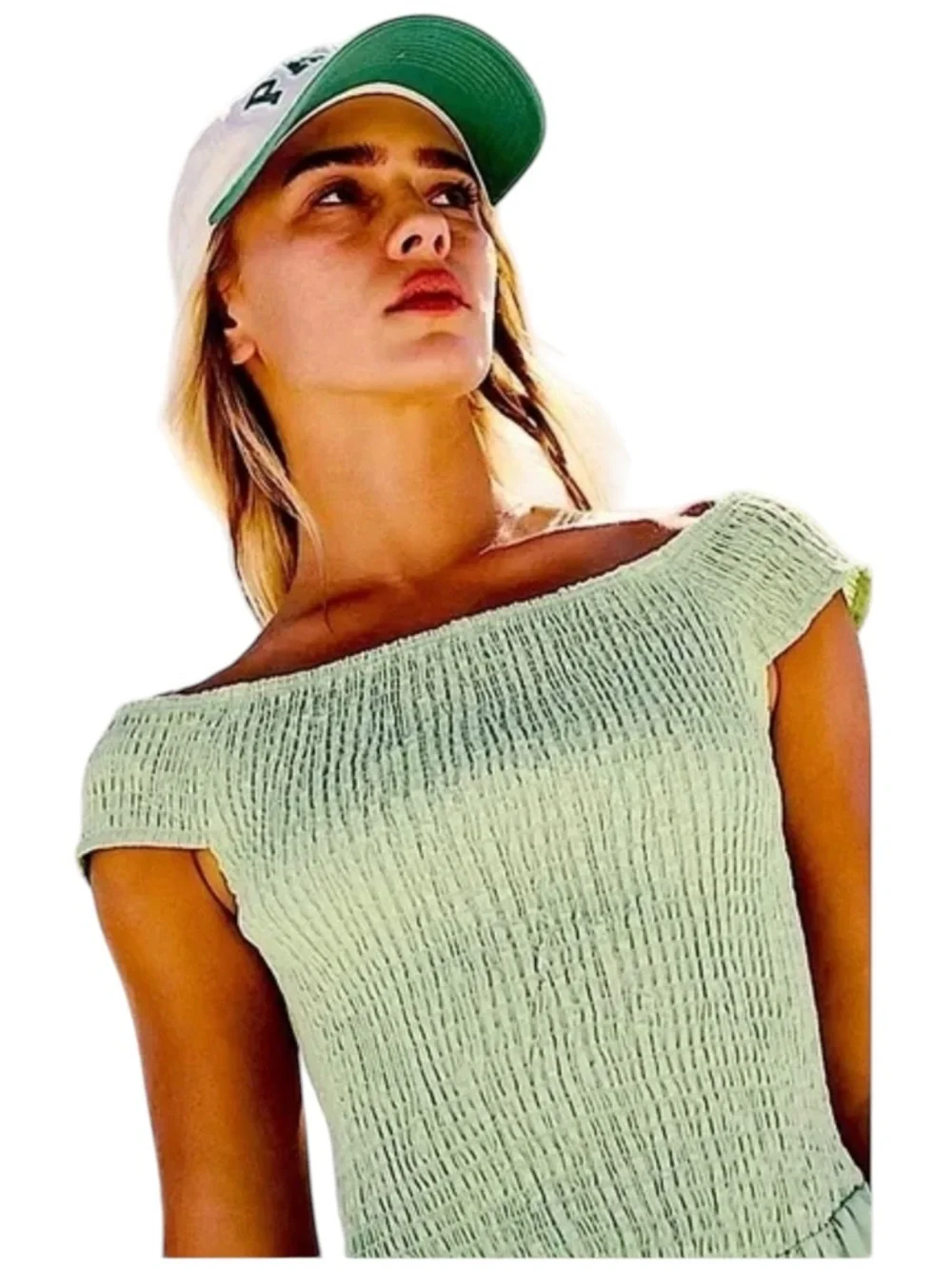 Free People Ceci Smocked Midi Dress Mint Green S Boho - Picture 2 of 10